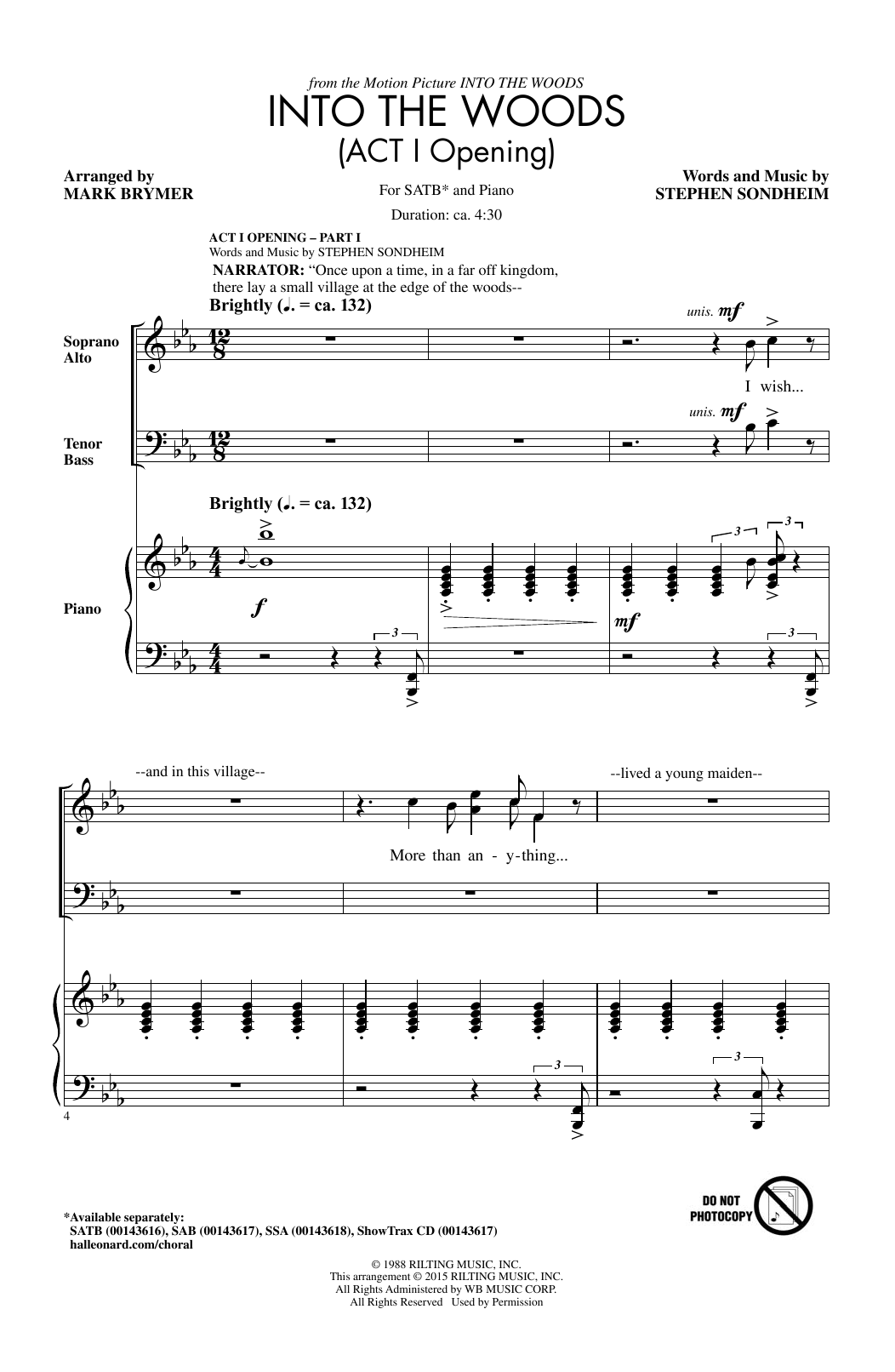 Download Stephen Sondheim Into The Woods (Act I Opening) - Part I Sheet Music