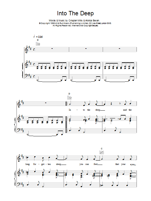 Kula Shaker Into The Deep sheet music notes printable PDF score
