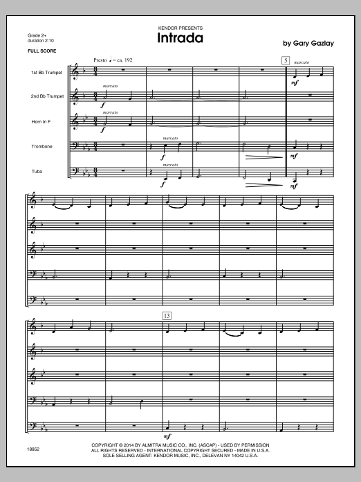 Download Gary Gazlay Intrada - Conductor Score (Full Score) Sheet Music