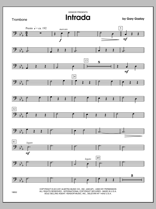 Download Gary Gazlay Intrada - Trombone Sheet Music