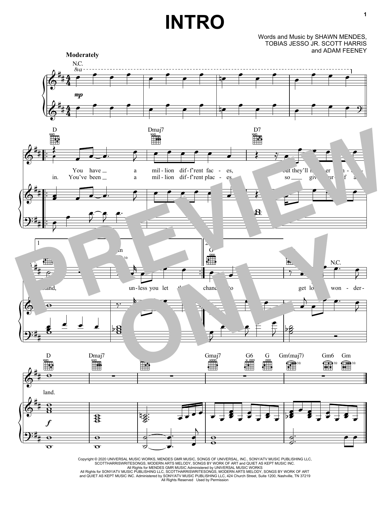 Download Shawn Mendes Intro Sheet Music
