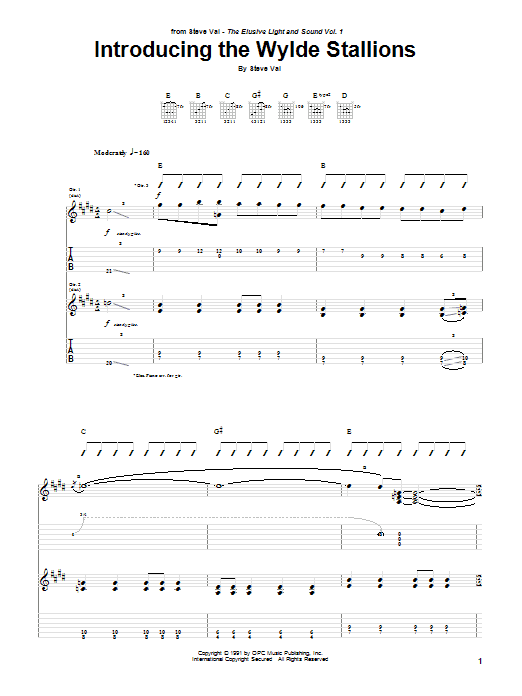 Download Steve Vai Introducing The Wylde Stallions Sheet Music