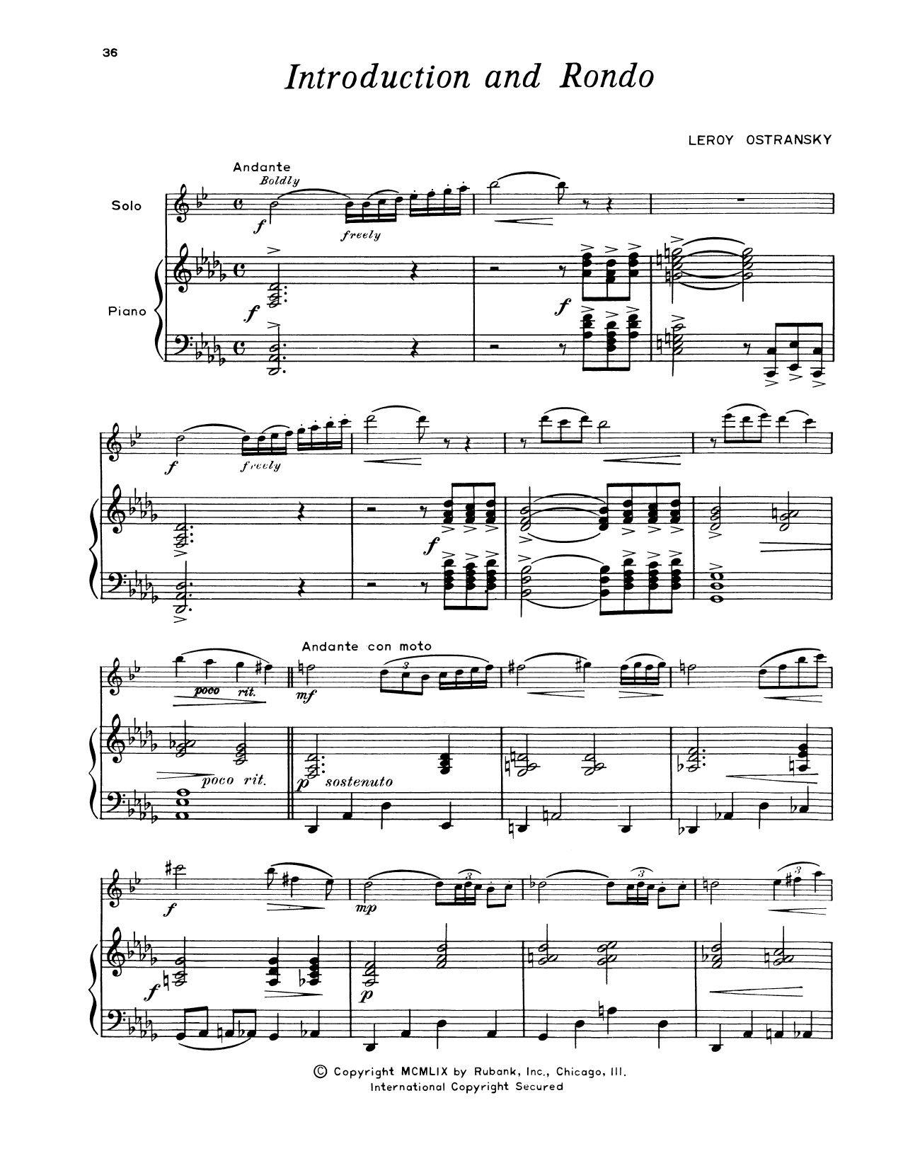 Download Leroy Ostransky Introduction And Rondo Sheet Music