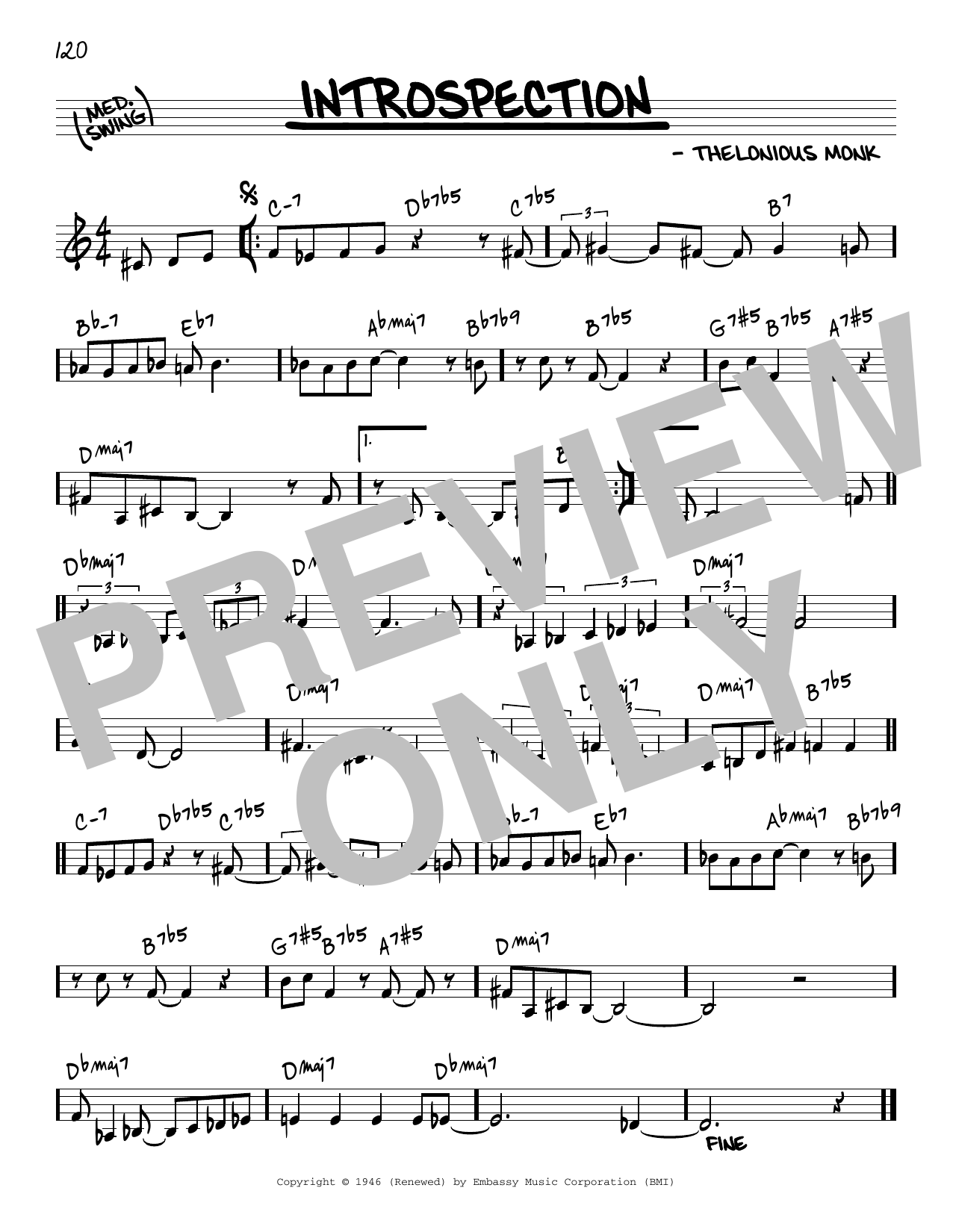 Download Thelonious Monk Introspection Sheet Music