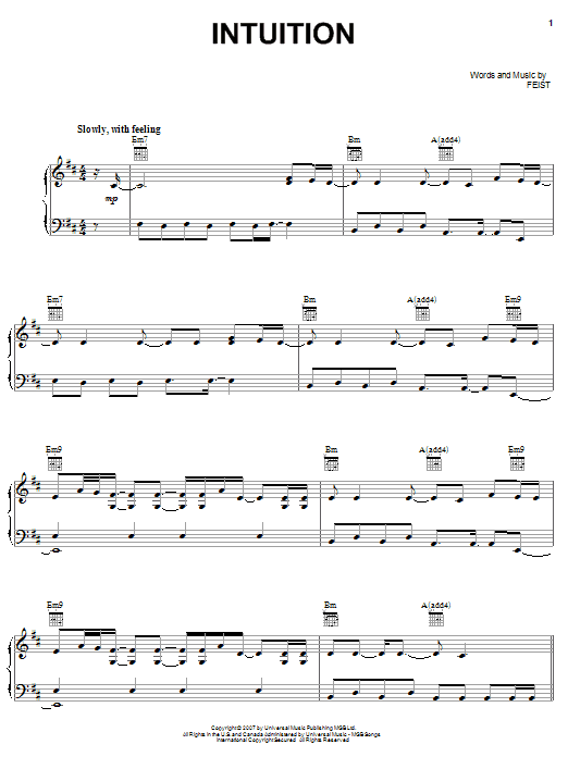 Download Feist Intuition Sheet Music