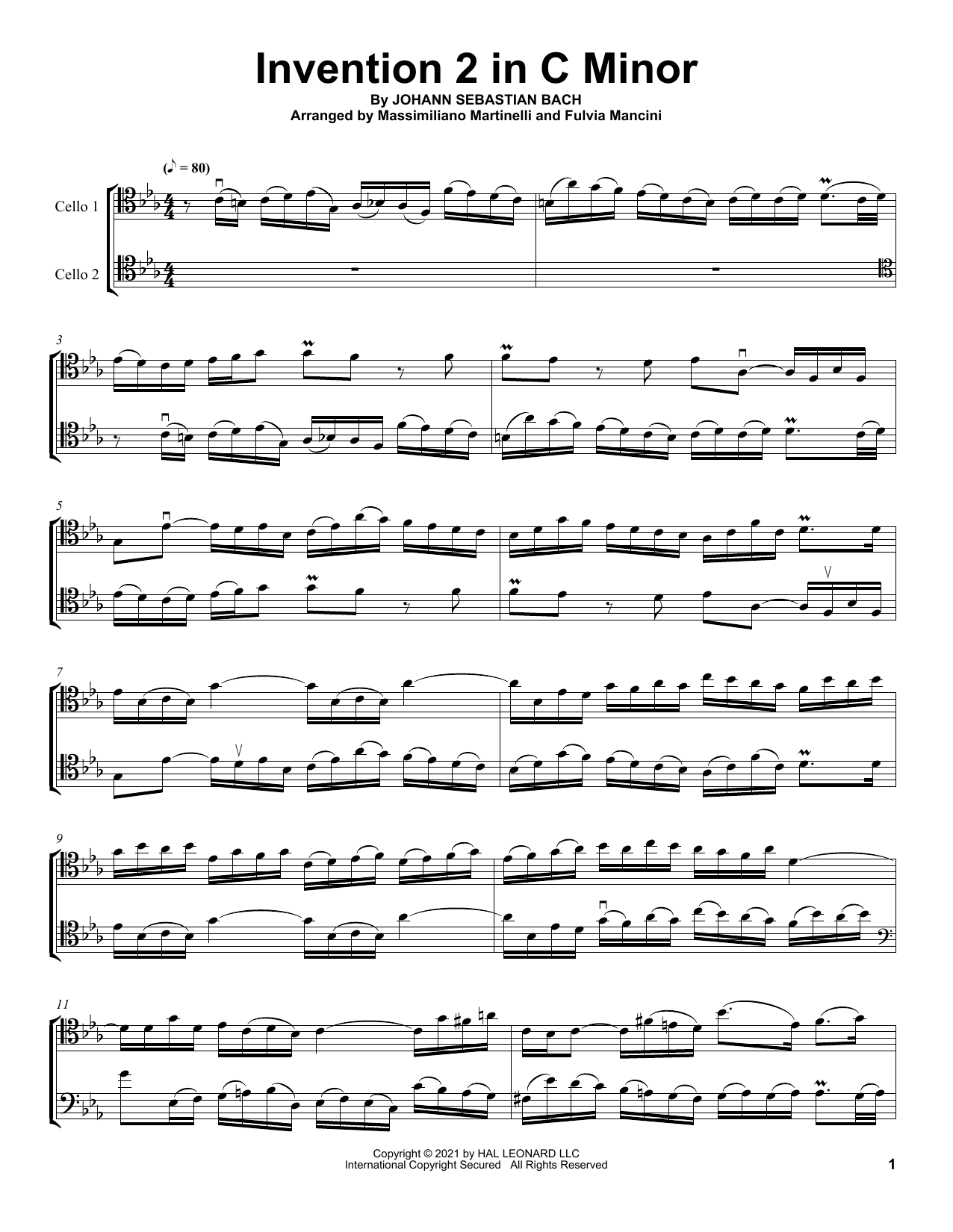 Download Mr & Mrs Cello Invention 2 In C Minor Sheet Music