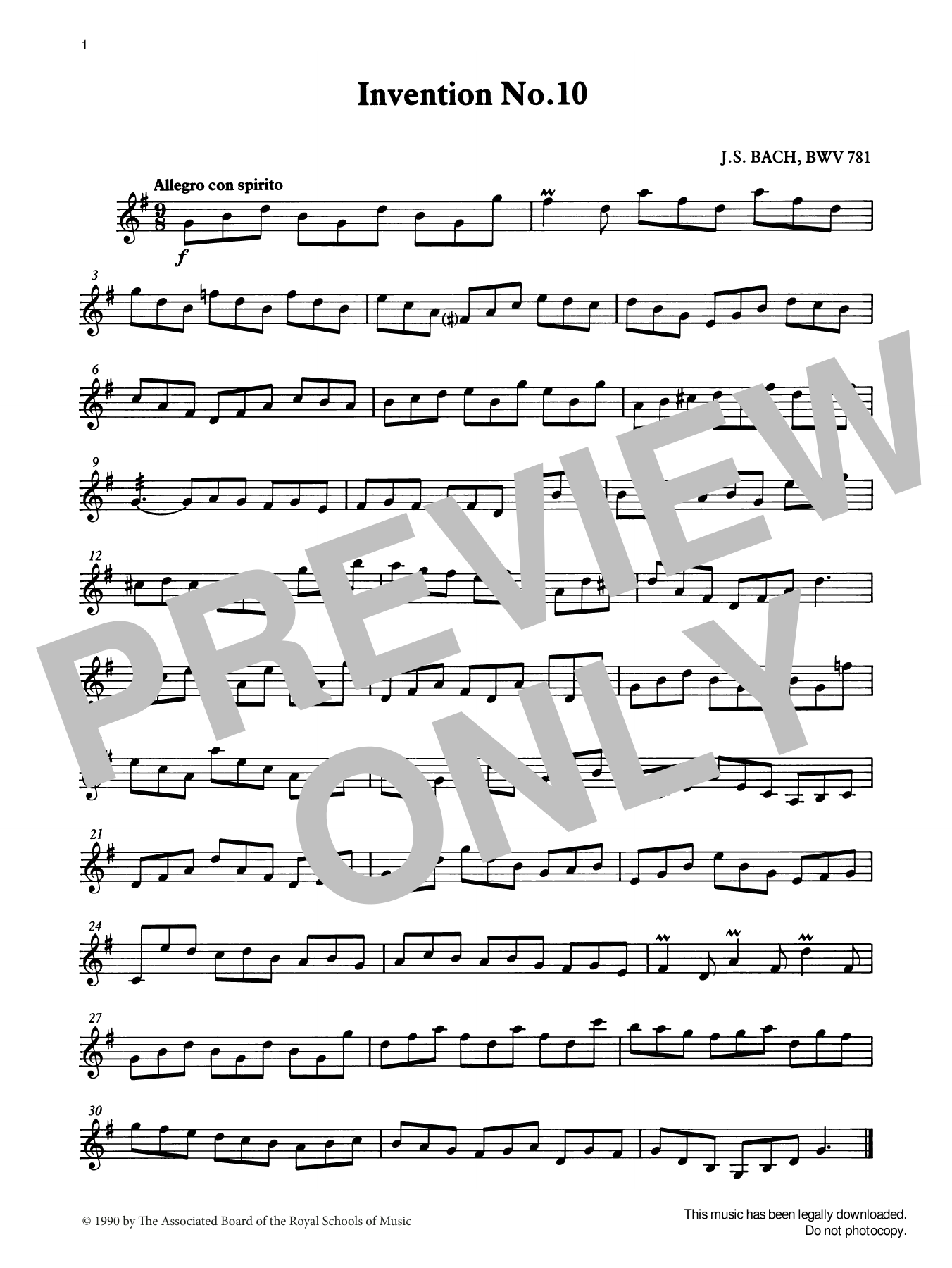 Download J. S. Bach Invention No.10 from Graded Music for T Sheet Music