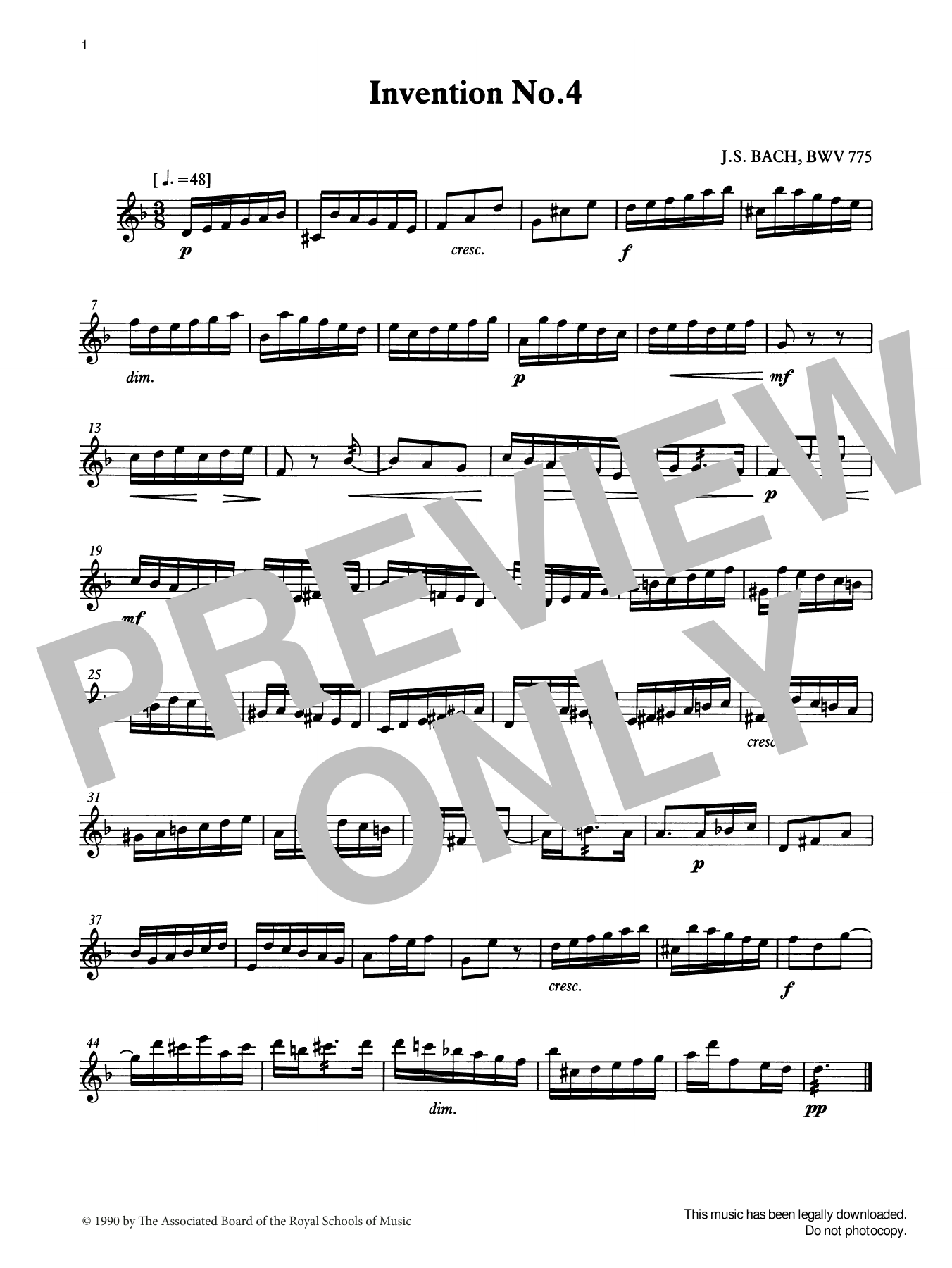 Download J. S. Bach Invention No.4 from Graded Music for Tu Sheet Music