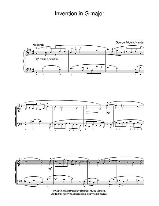 Download George Frideric Handel Invention In G Sheet Music