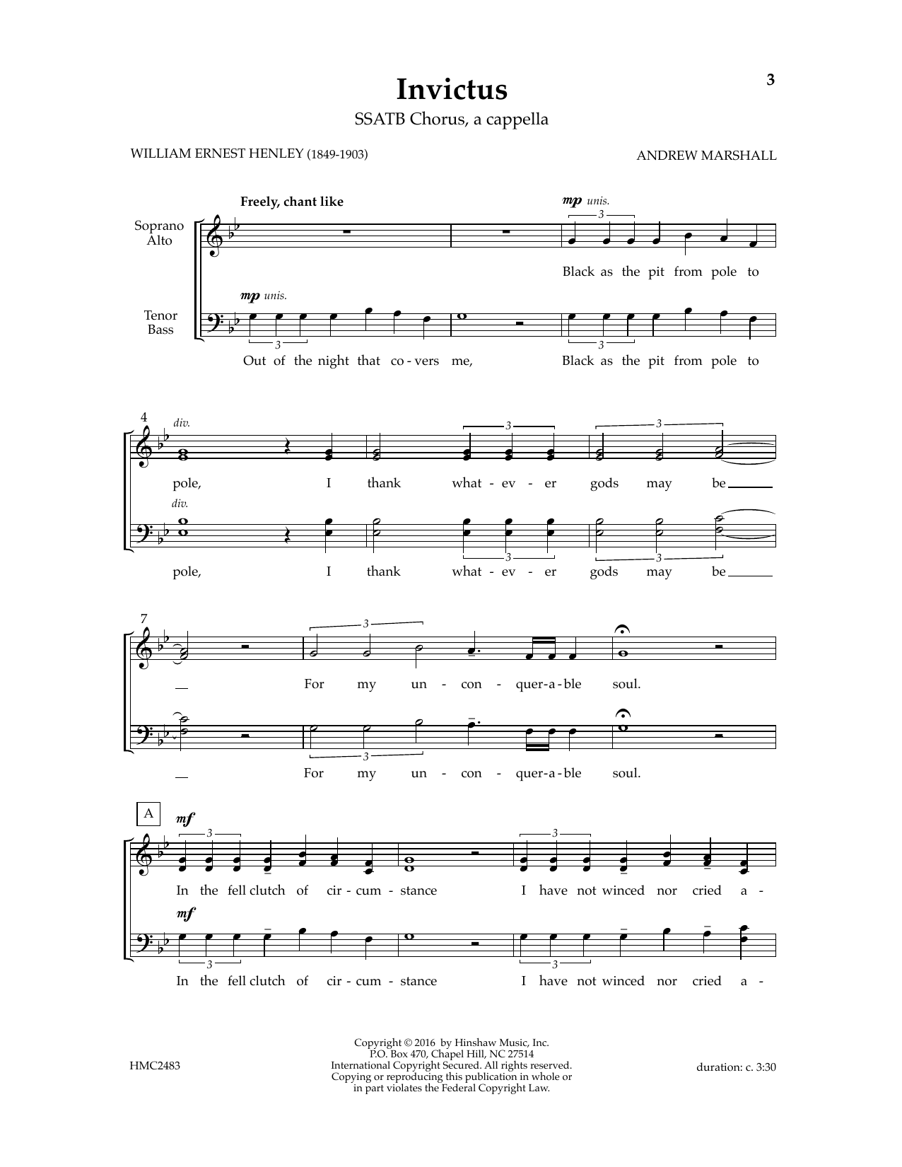 Download Andy Marshall Invictus Sheet Music