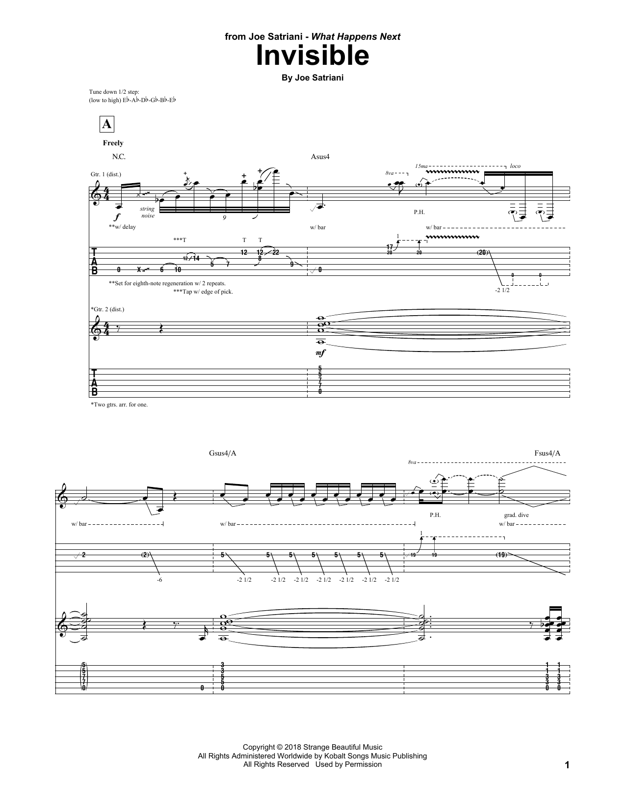 Download Joe Satriani Invisible Sheet Music
