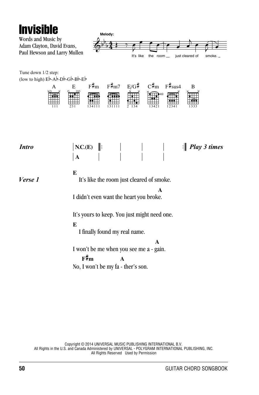 Download U2 Invisible Sheet Music