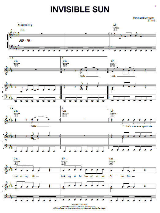 Download The Police Invisible Sun Sheet Music
