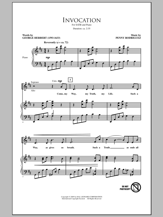Download Penny Rodriguez Invocation Sheet Music