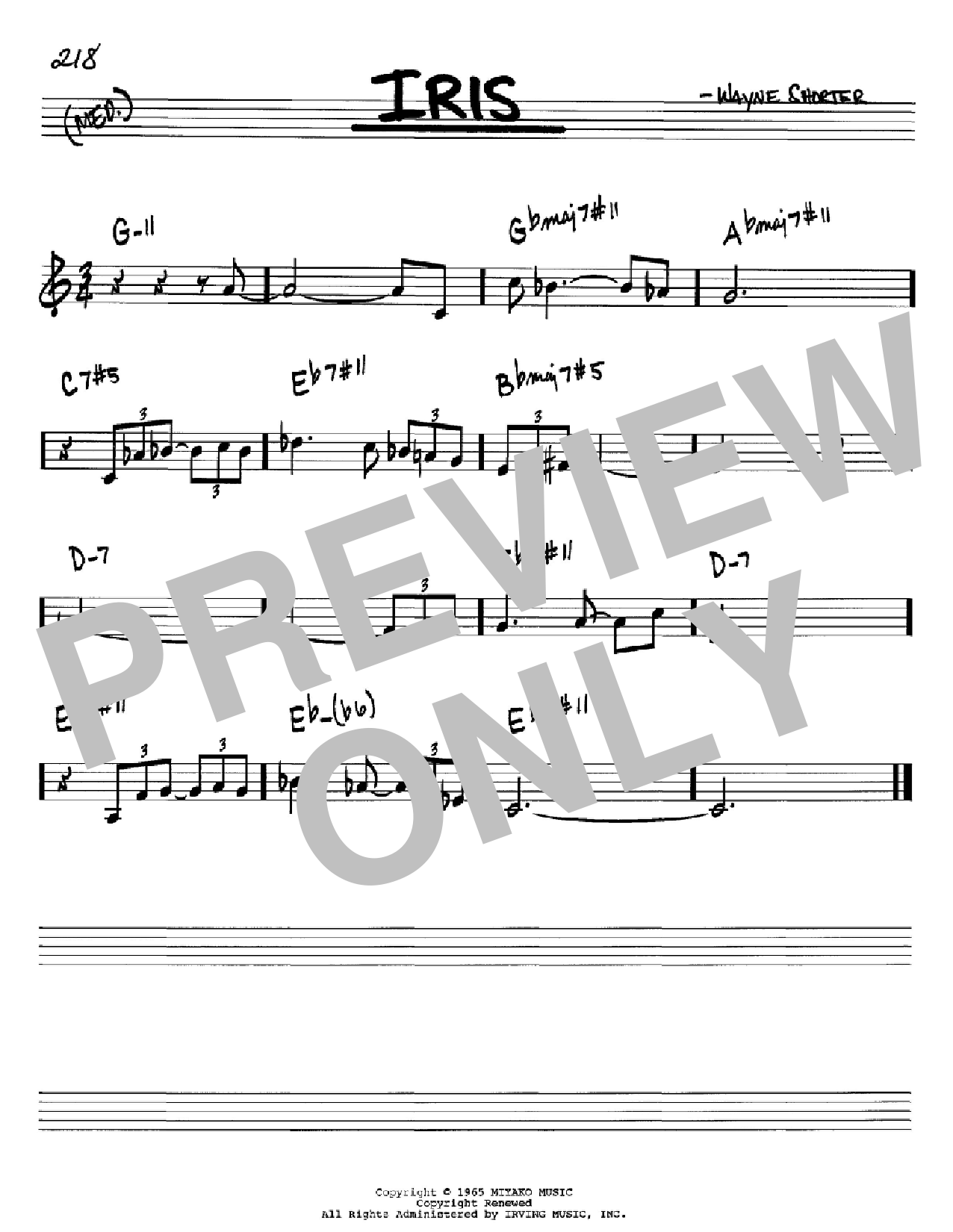 Download Wayne Shorter Iris Sheet Music