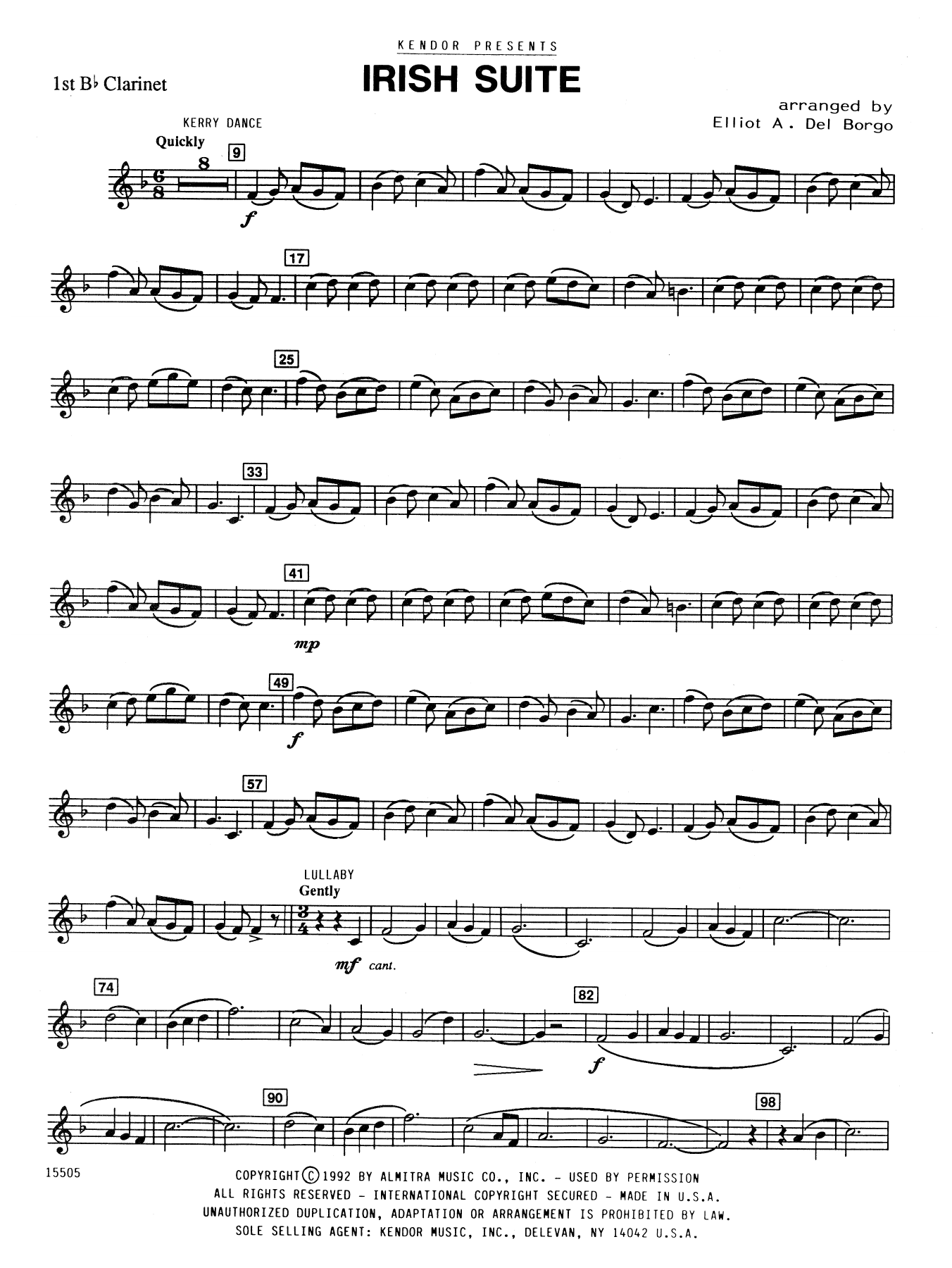Download Elliot A. Del Borgo Irish Suite - 1st Bb Clarinet Sheet Music