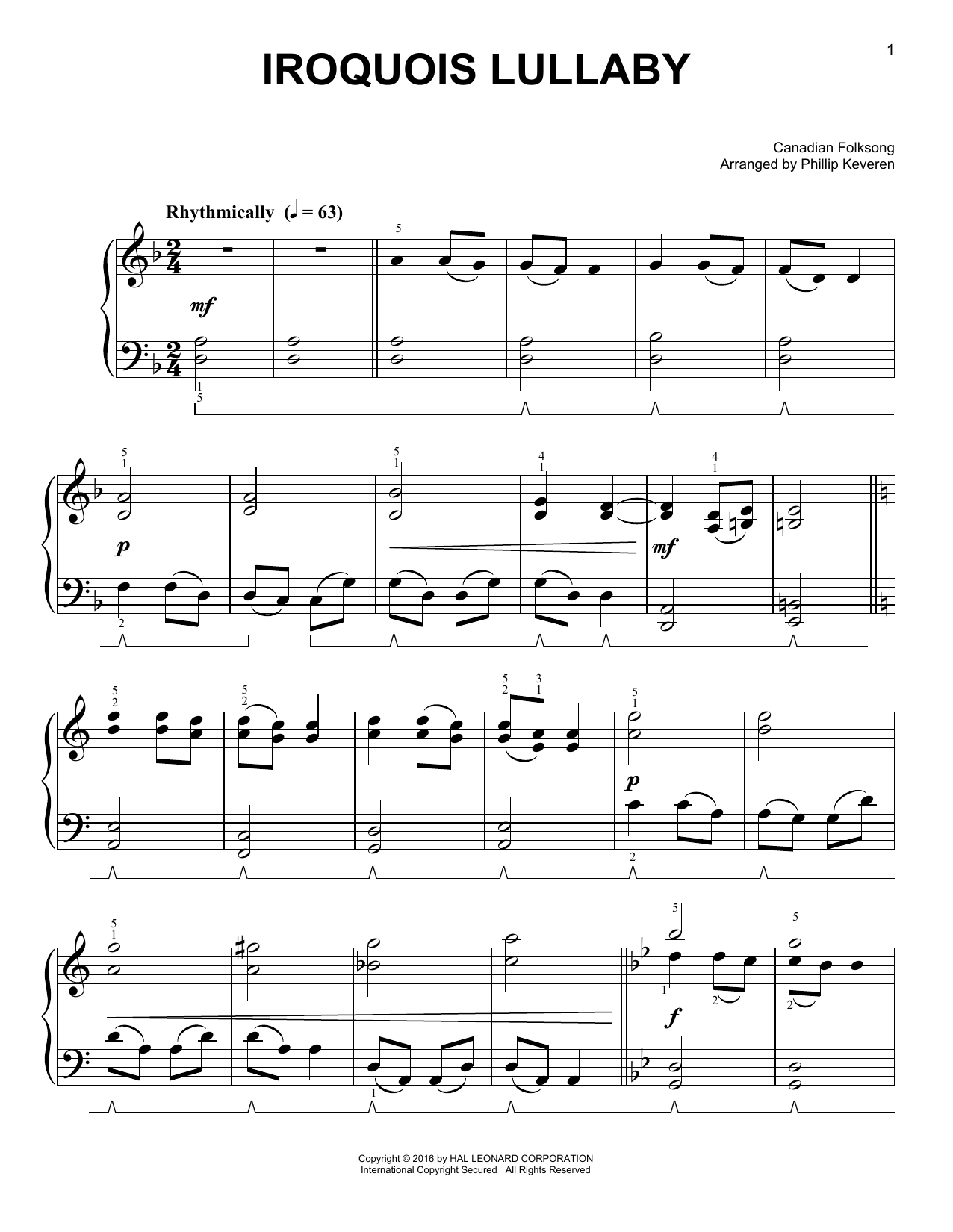 Download Canadian Folksong Iroquois Lullaby Sheet Music