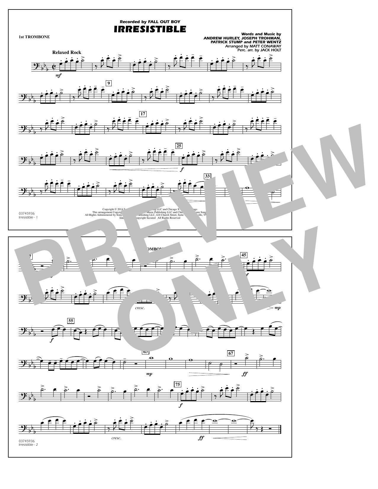 Download Matt Conaway Irresistible - 1st Trombone Sheet Music