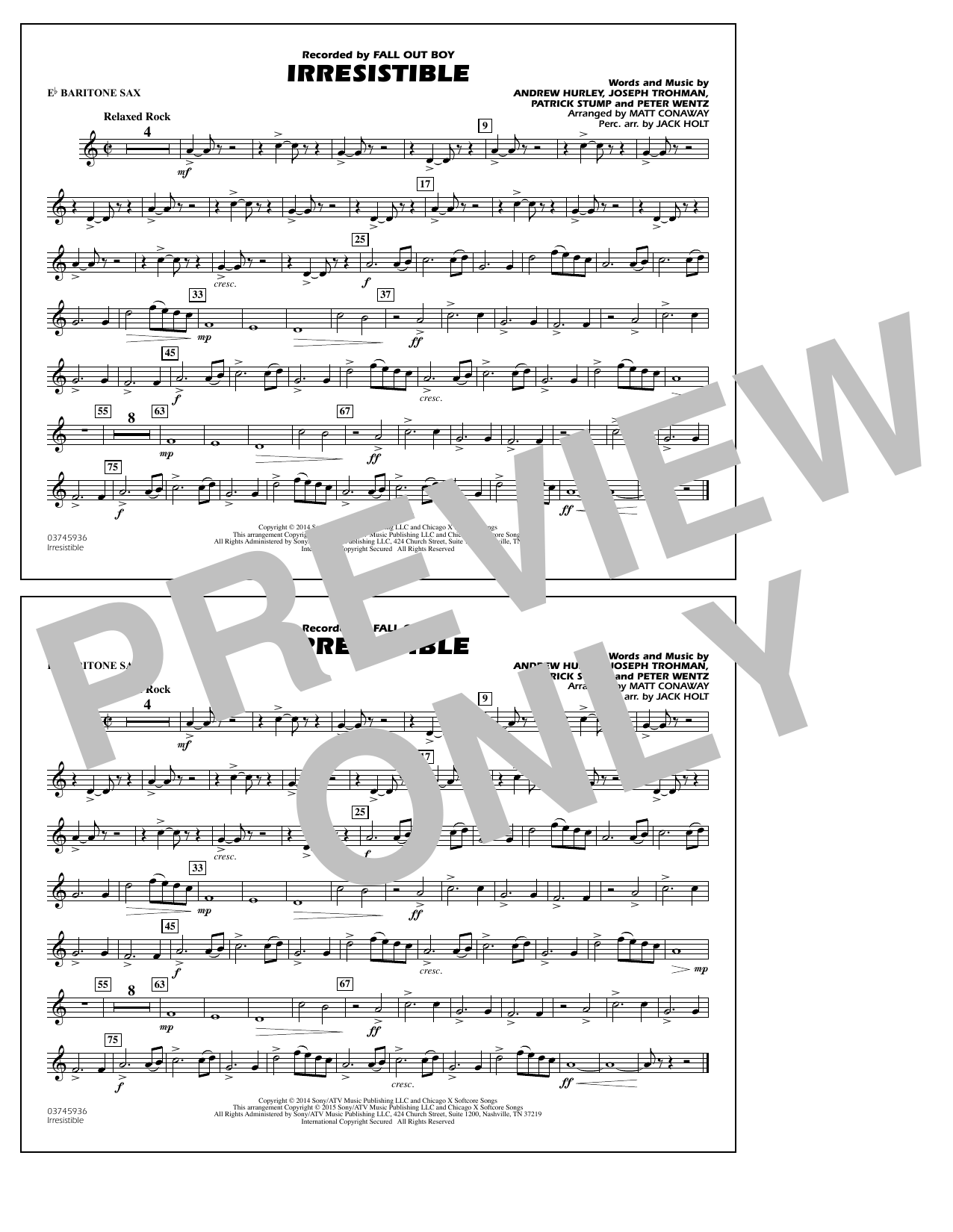 Download Matt Conaway Irresistible - Eb Baritone Sax Sheet Music