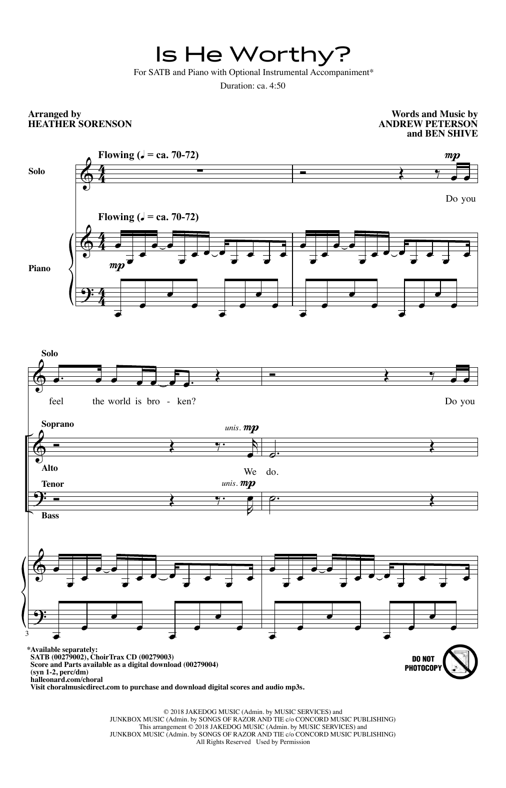 Download Andrew Peterson Is He Worthy? (arr. Heather Sorenson) Sheet Music