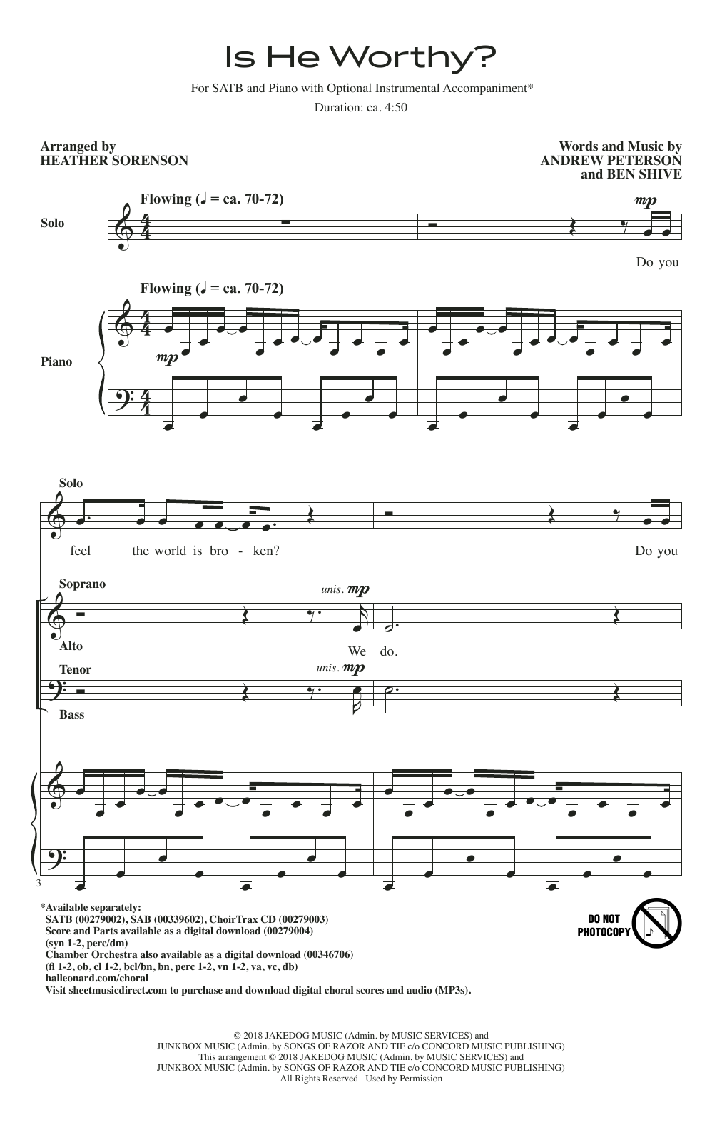 Download Andrew Peterson and Ben Shive Is He Worthy? (arr. Heather Sorenson) Sheet Music
