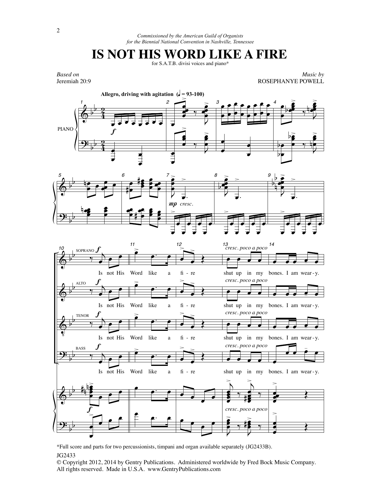 Download Rosephanye Powell Is Not His Word like a Fire Sheet Music