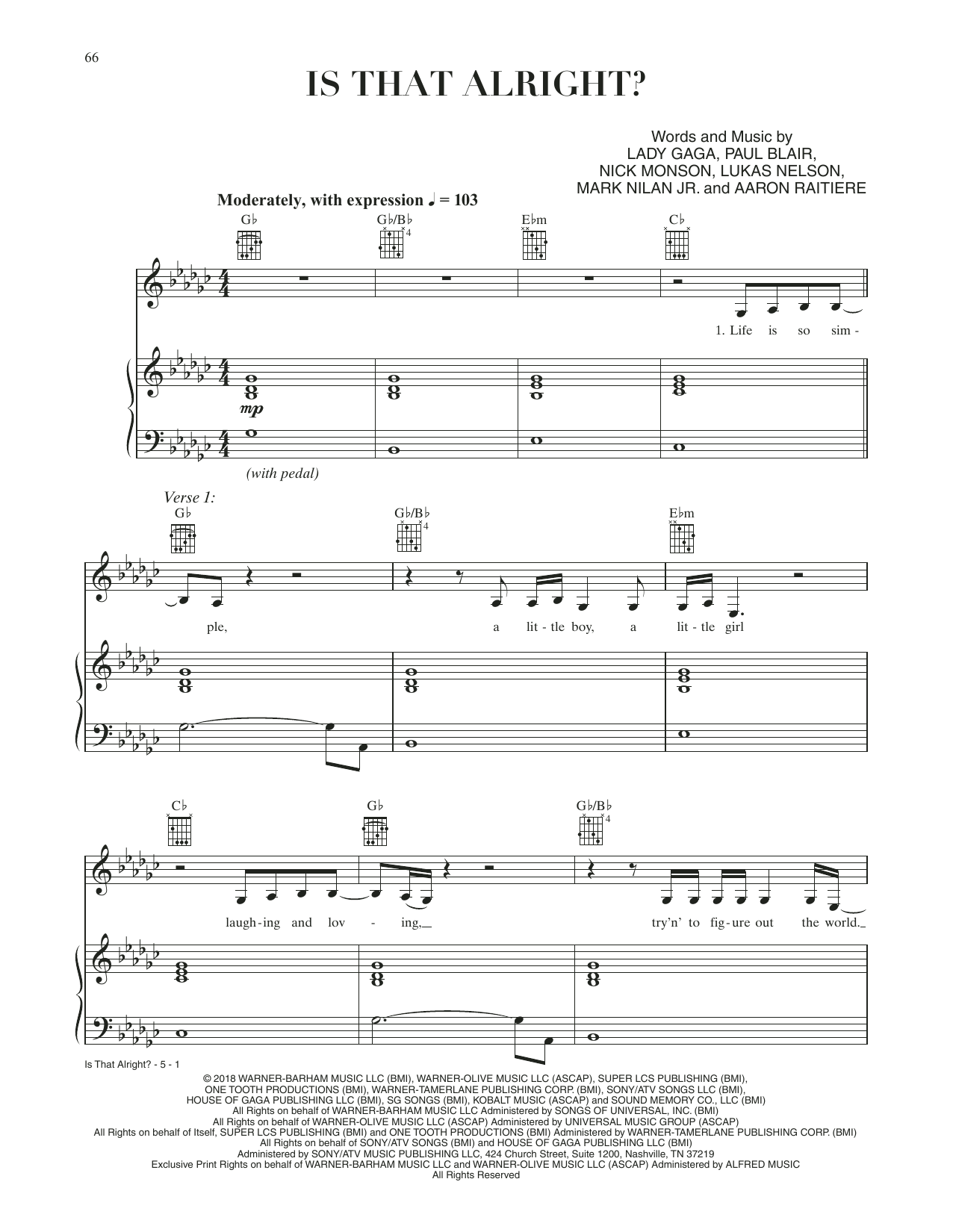 Download Lady Gaga Is That Alright? (from A Star Is Born) Sheet Music