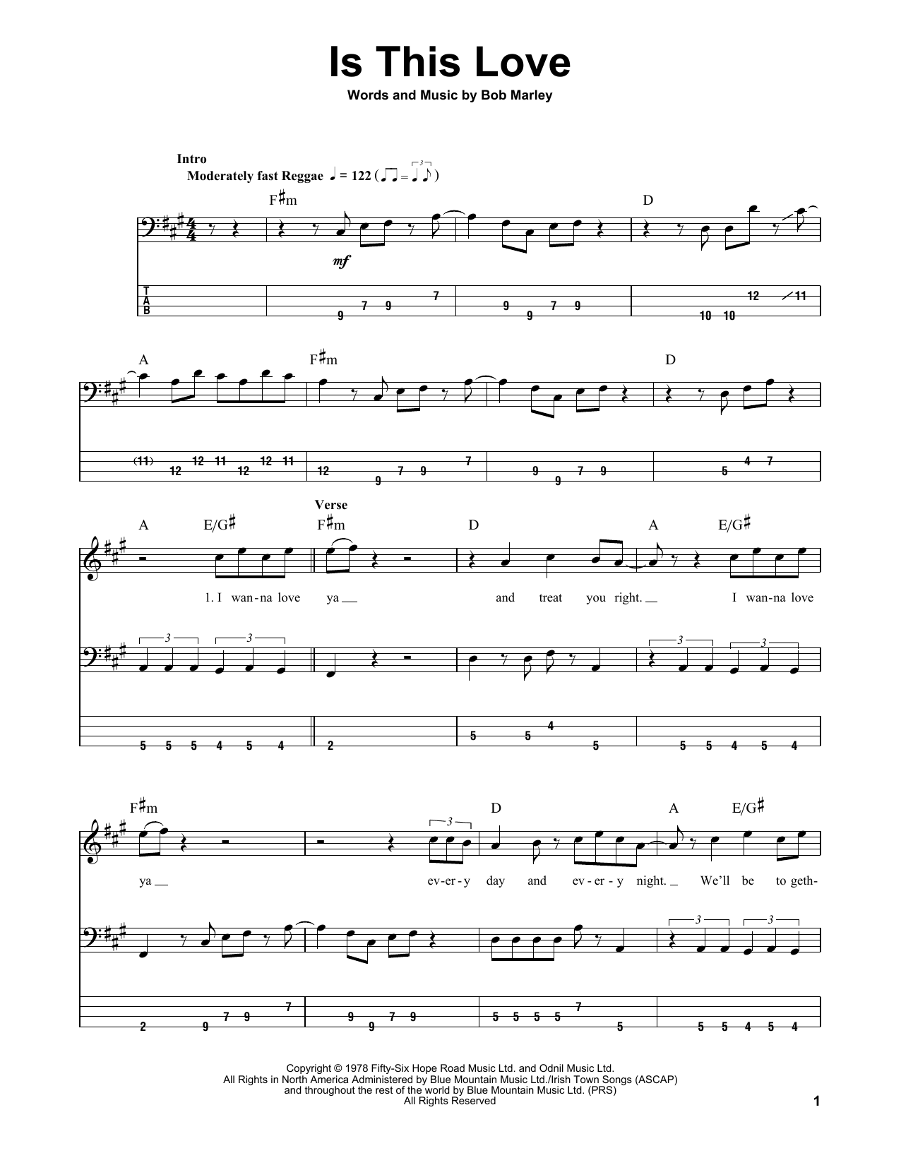 Download Bob Marley & The Wailers Is This Love Sheet Music
