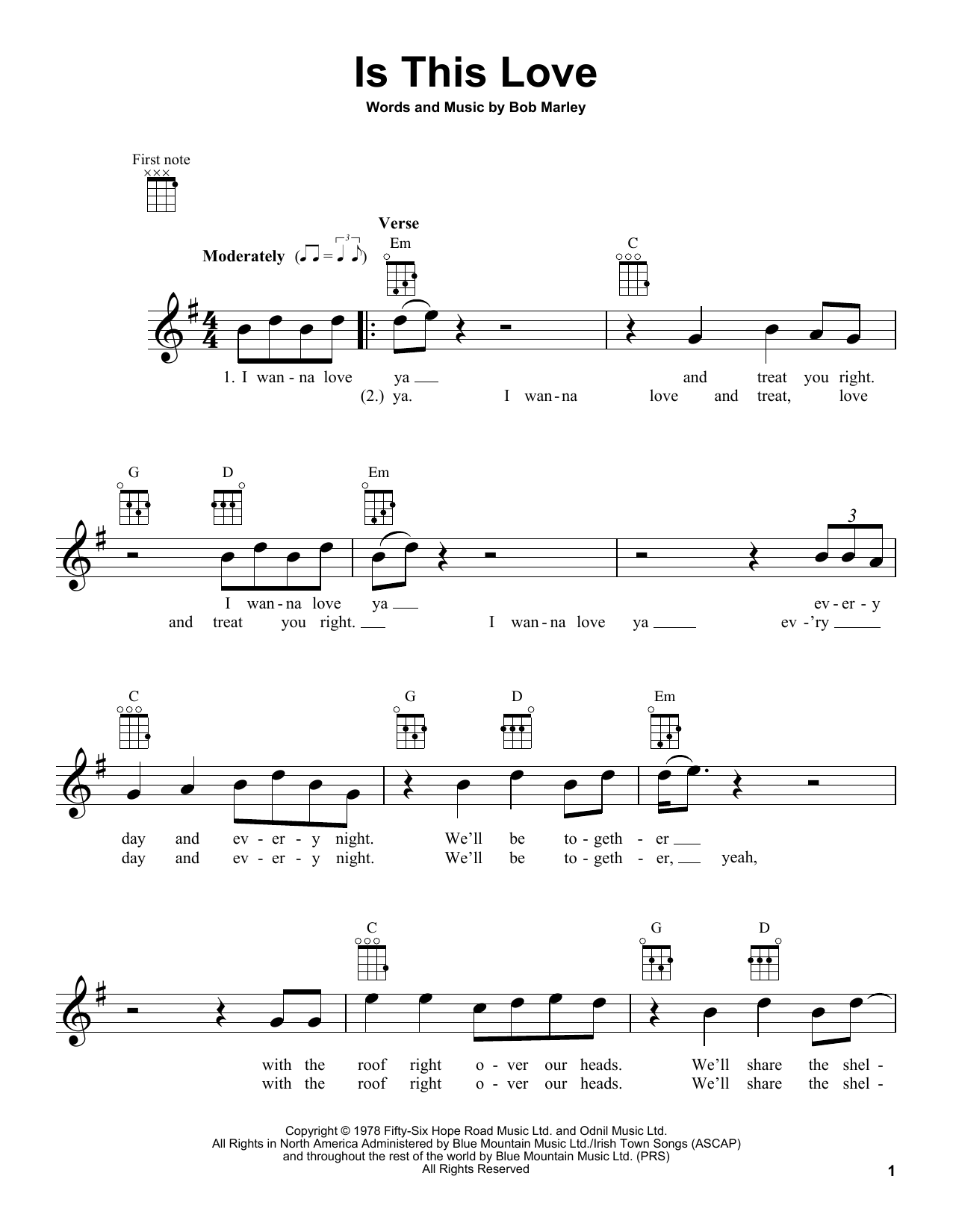 Download Bob Marley Is This Love Sheet Music