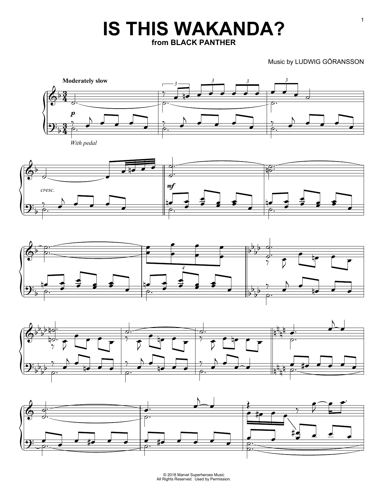 Download Ludwig Goransson Is This Wakanda? (from Black Panther) Sheet Music