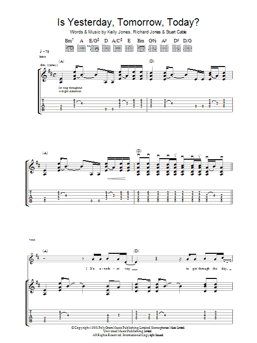 Download Stereophonics Is Yesterday, Tomorrow, Today? Sheet Music