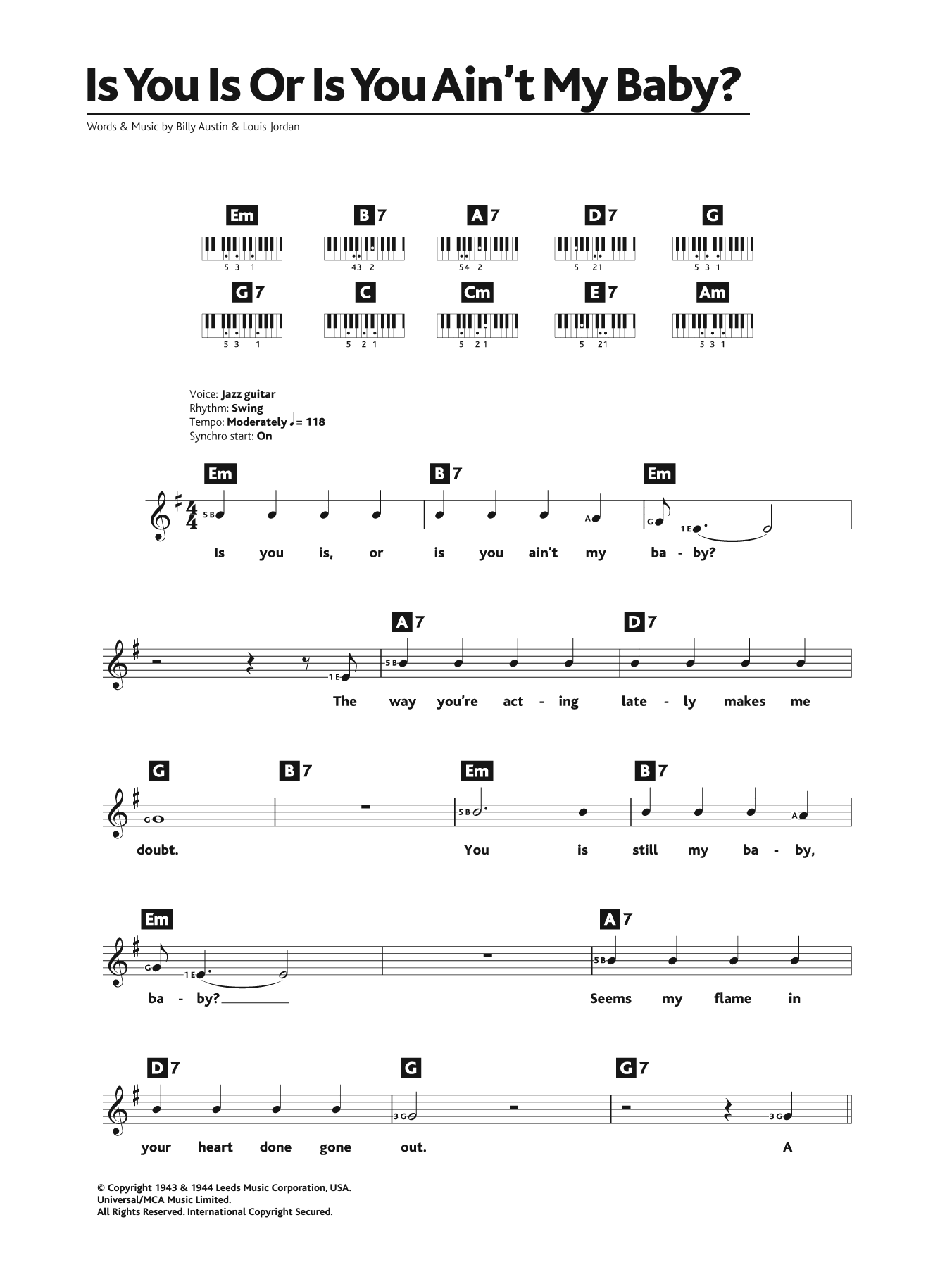 Download Diana Krall Is You Is Or Is You Ain't My Baby? Sheet Music