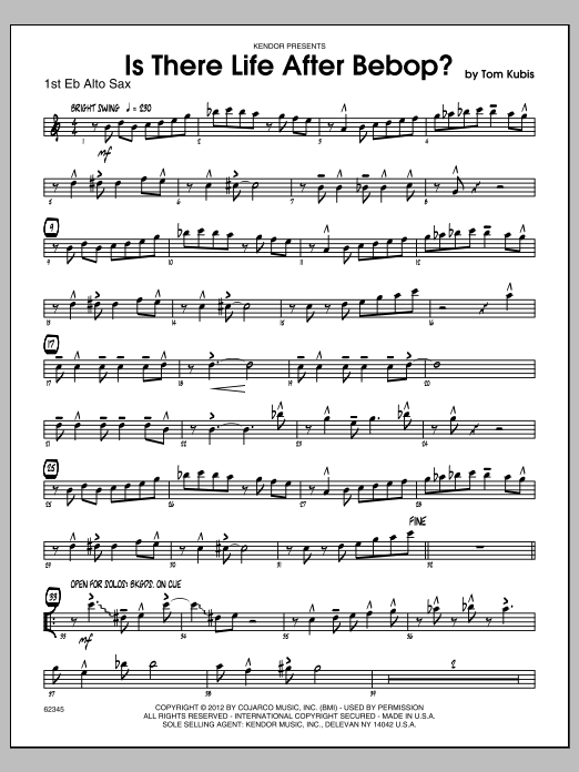 Download Kubis Is There Life After Bebop? - Alto Sax 1 Sheet Music