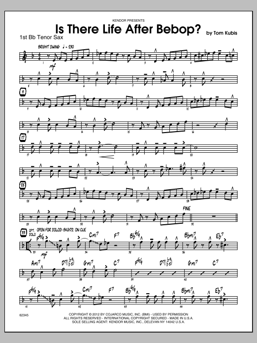 Download Kubis Is There Life After Bebop? - Tenor Sax Sheet Music