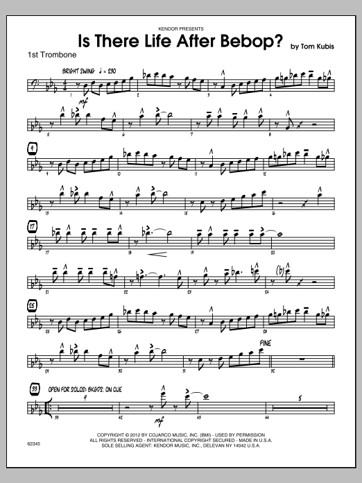 Download Kubis Is There Life After Bebop? - Trombone 1 Sheet Music