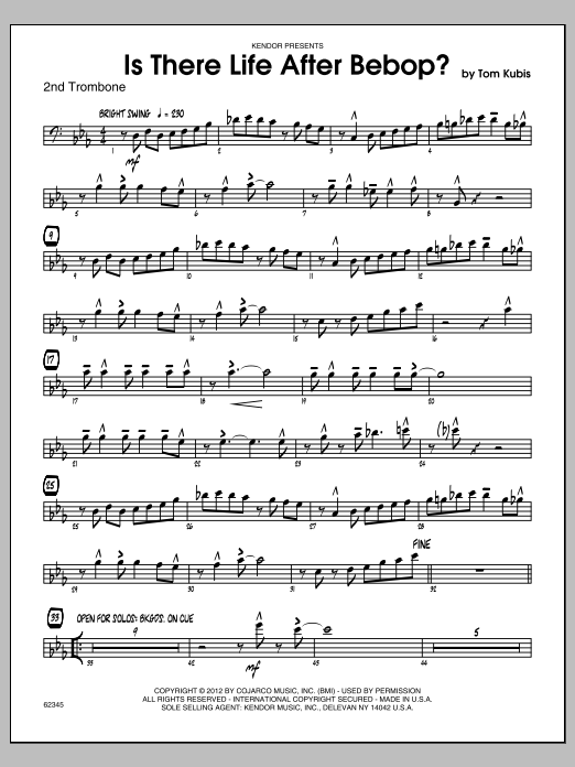 Download Kubis Is There Life After Bebop? - Trombone 2 Sheet Music