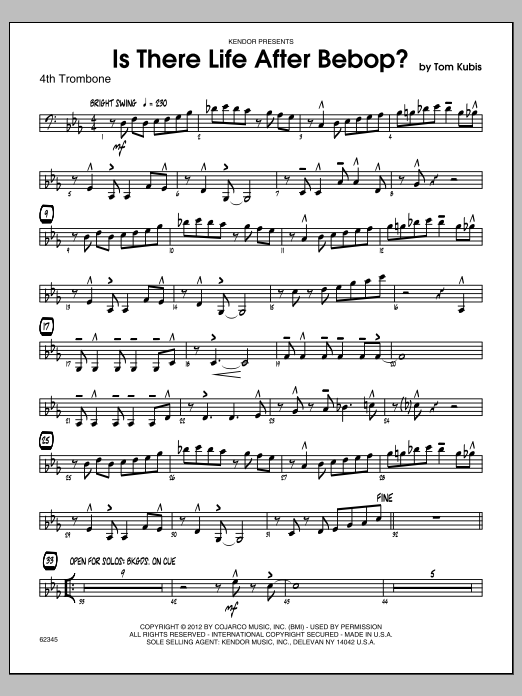 Download Kubis Is There Life After Bebop? - Trombone 4 Sheet Music