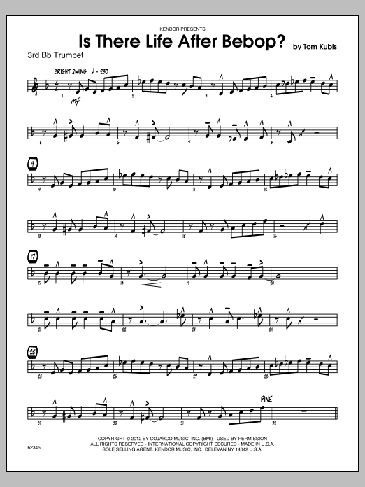 Download Kubis Is There Life After Bebop? - Trumpet 3 Sheet Music
