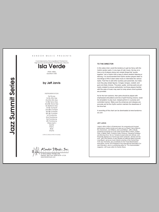 Download Jarvis Isla Verde - Full Score Sheet Music