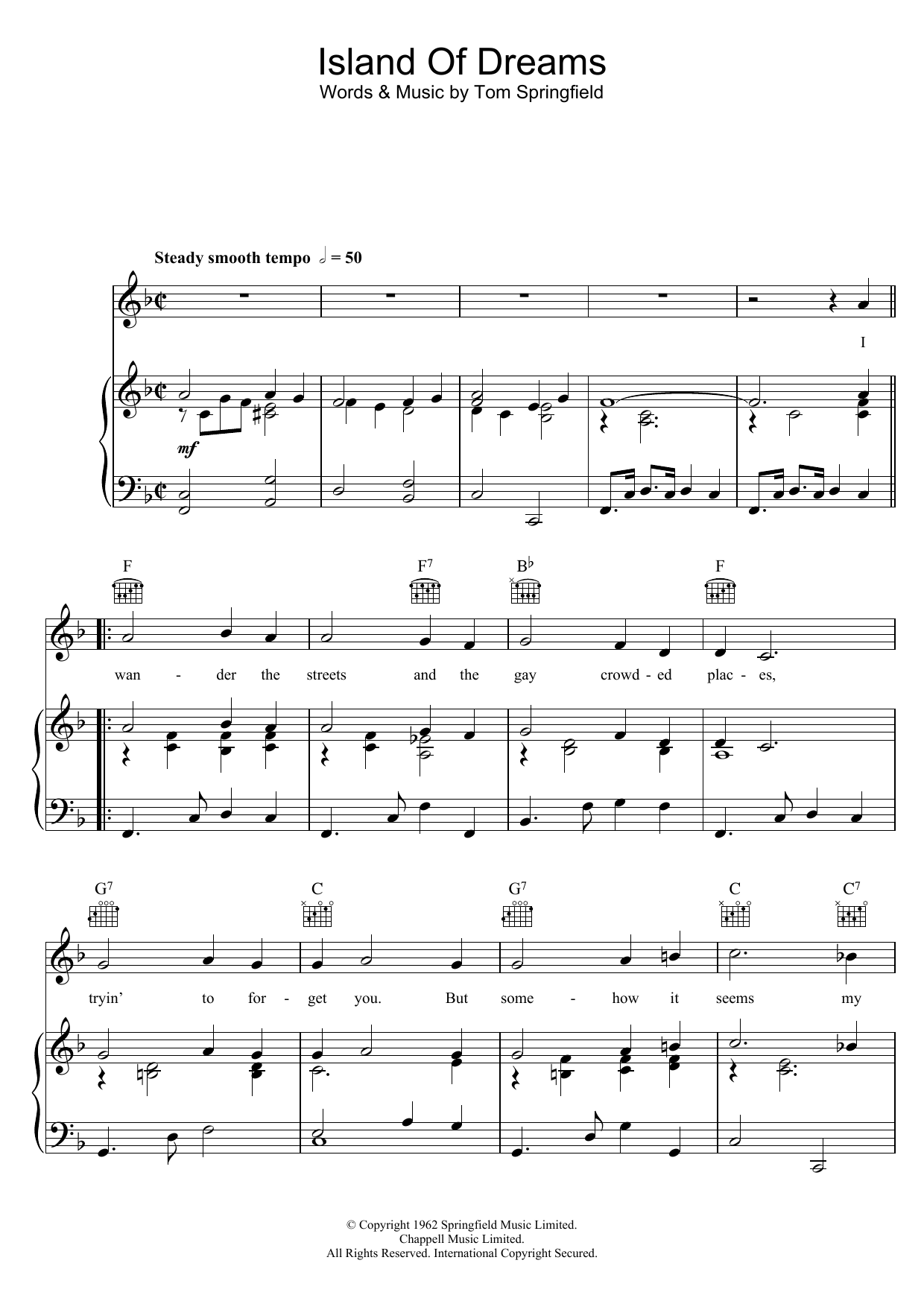 Download The Springfields Island Of Dreams Sheet Music