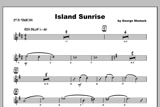 Download George Shutack Island Sunrise - 1st Bb Tenor Saxophone Sheet Music