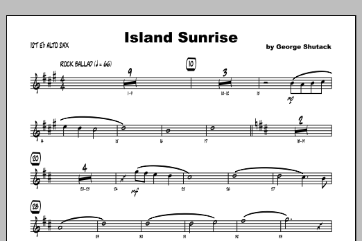 Download George Shutack Island Sunrise - 1st Eb Alto Saxophone Sheet Music