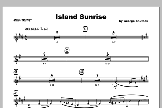 Download George Shutack Island Sunrise - 4th Bb Trumpet Sheet Music