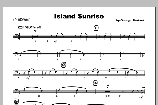 Download George Shutack Island Sunrise - 4th Trombone Sheet Music