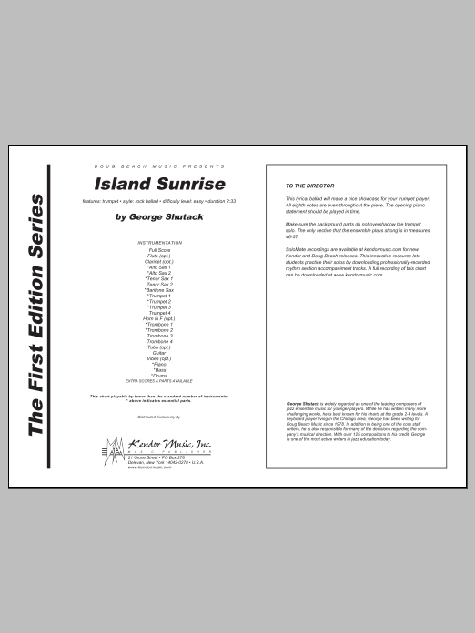 Download George Shutack Island Sunrise - Full Score Sheet Music