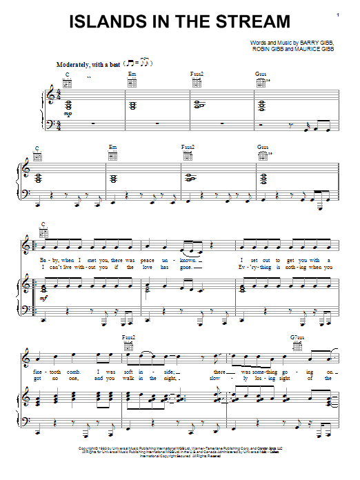 Download Bee Gees Islands In The Stream Sheet Music