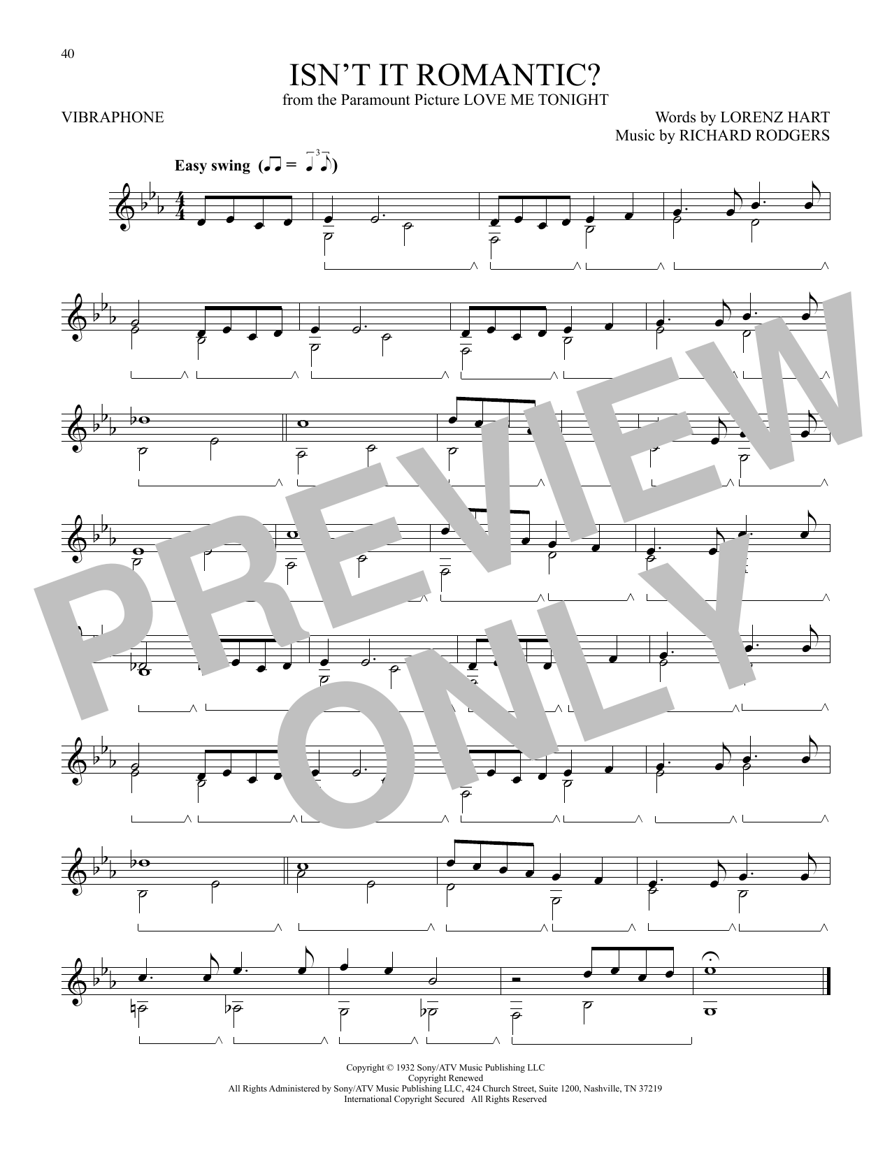 Rodgers & Hart Isn't It Romantic? (from Love Me Tonight) sheet music notes printable PDF score