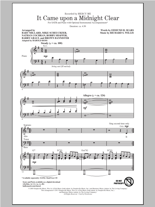 Download MercyMe It Came Upon A Midnight Clear (arr. Har Sheet Music