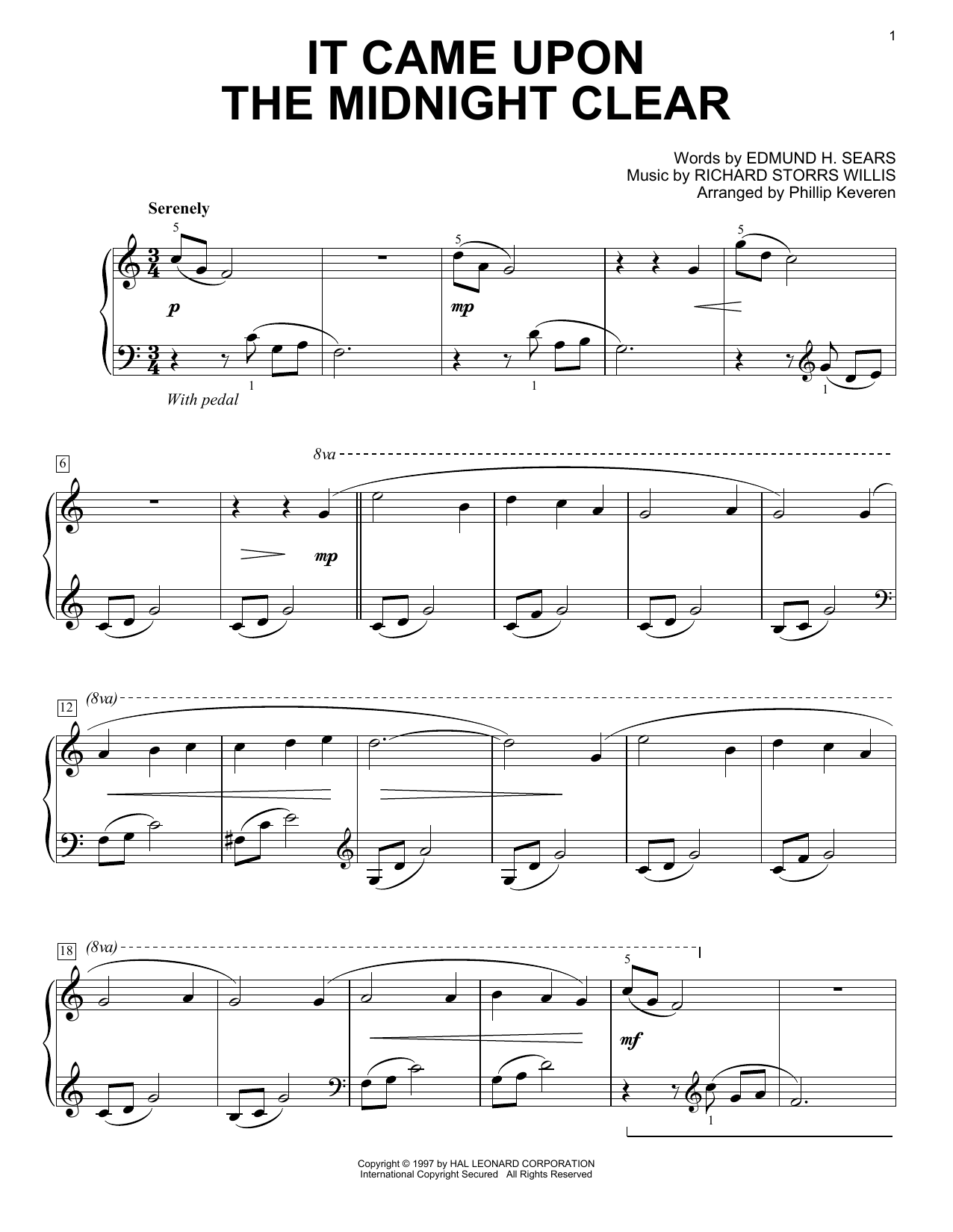 Download Edmund Hamilton Sears It Came Upon The Midnight Clear (arr. P Sheet Music