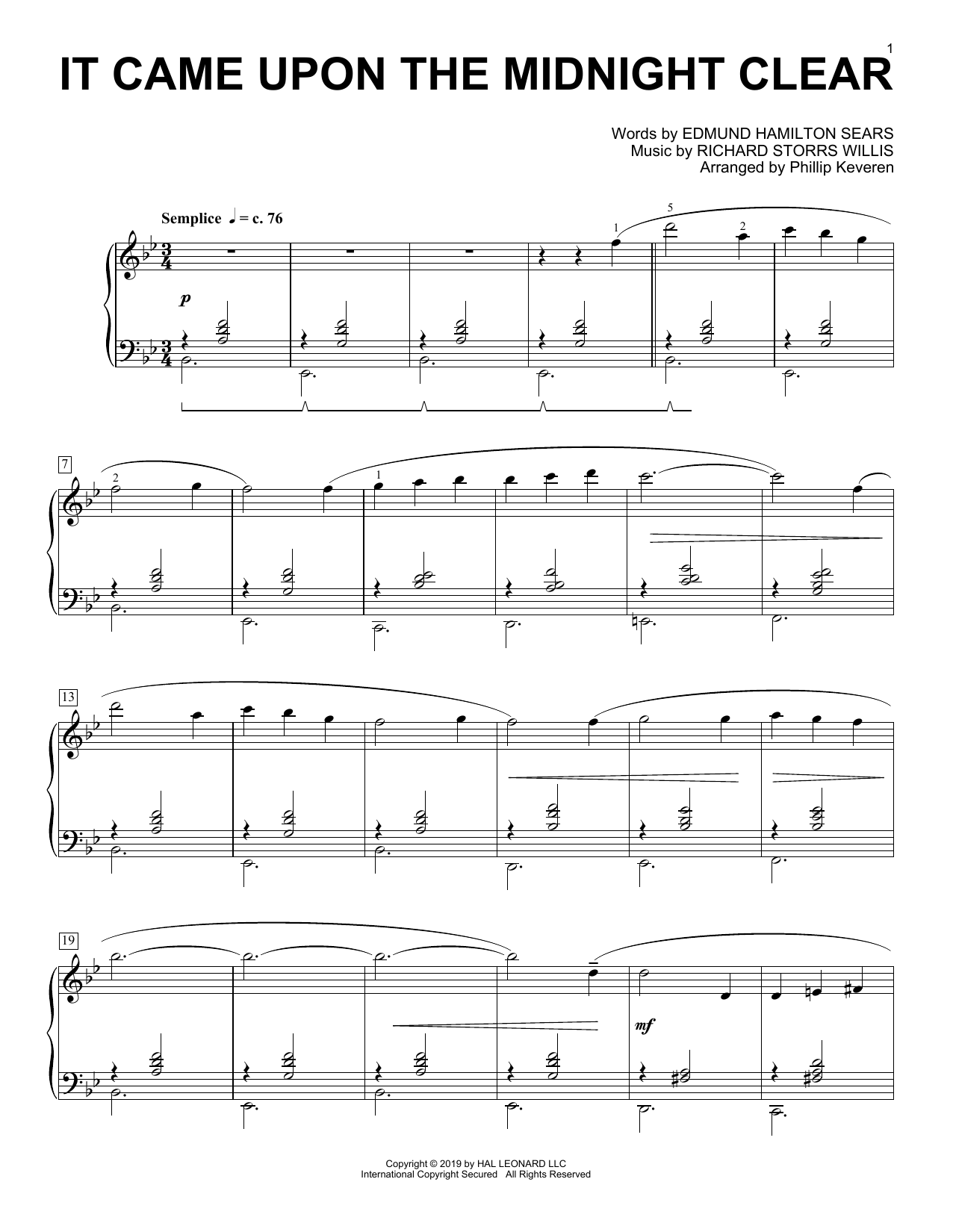 Download Edmund Hamilton Sears It Came Upon The Midnight Clear [Classi Sheet Music